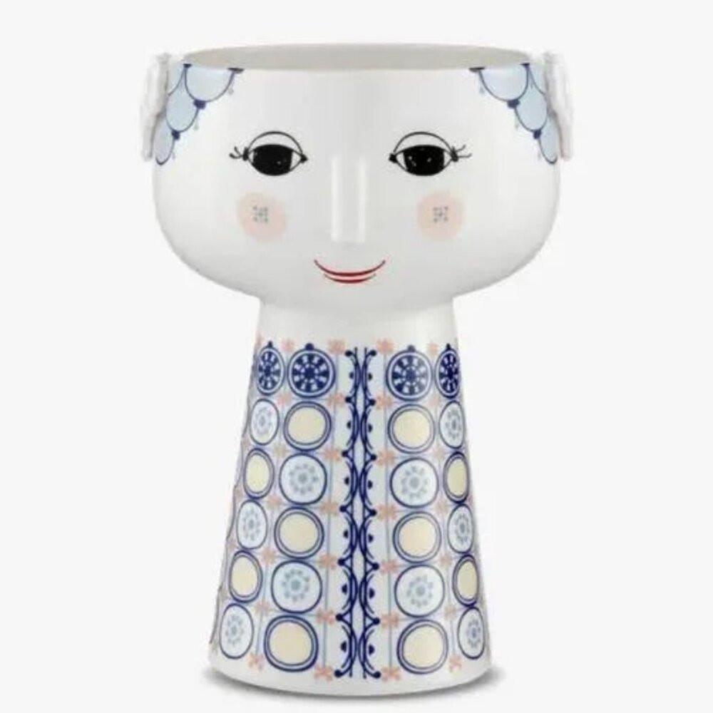 Bjørn Wiinblad - Eva - Long Base Ceramic Plant Pot / Vase: 7.3" - Dark Blue